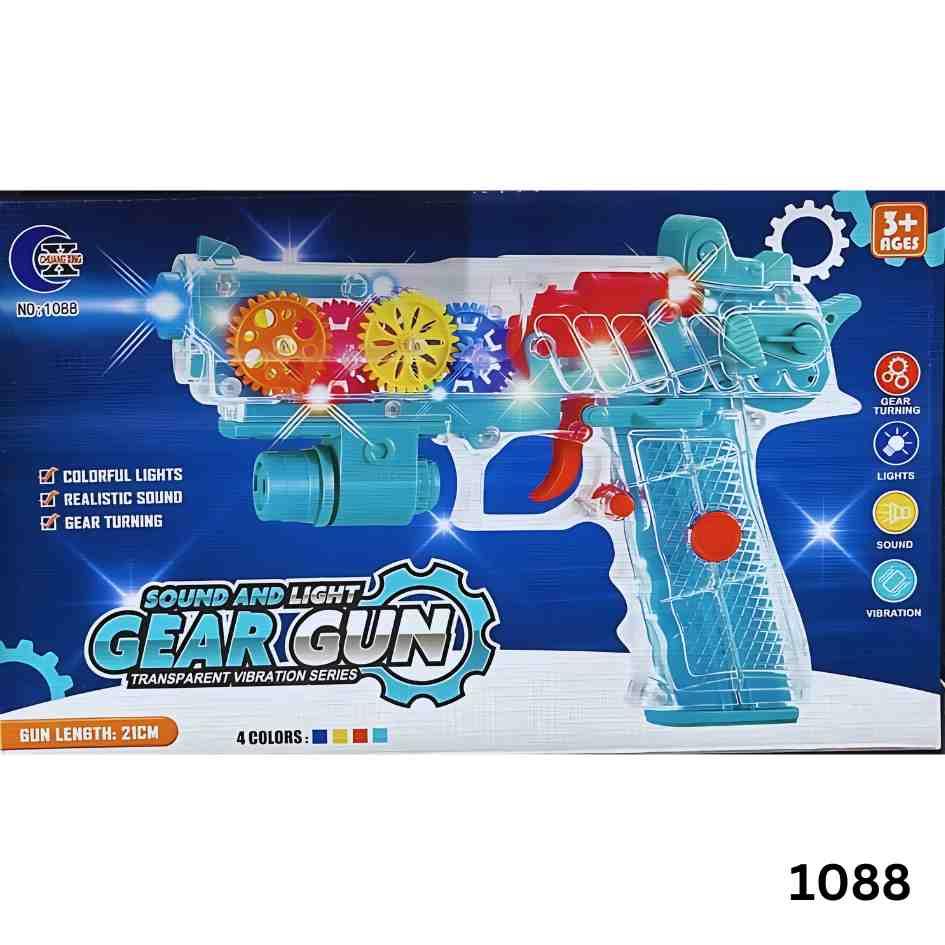 SOUND AND LIGHT TRANSPARENT GEAR GUN-1088